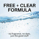 Pure & Gentle Hydrating Face Wash for Sensitive Skin by Fervor Candle Company inspiration photo. Picture of clear moving water indicating the product benefits as "free + clear" of  fragrance and dyes.  This facial cleanser formula has eliminated common skin irritants to provide powerful skincare that is gentle enough for daily use on sensitive skin.